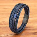 Pulseira Masculina Dupla em Couro