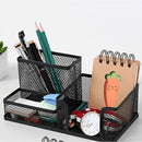 Organizador de Mesa Metal Aramado Para Escritório 3 Divisões Porta Lapís Caneta Clips